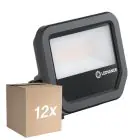 Confezione Multipack 12x Ledvance Proiettore LED Aluminium Nero 17W 2400lm 100D - 865 Luce Del Giorno | IP66 - Simmetrico